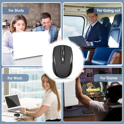 Wireless Mouse Silent 2.4G Wireless Mouse, Portable Optical Wireless Mouse with Adjustable 1600 DPI, USB Nano Receiver, Silent Wireless Mouse for Laptop, PC, MacBook & Notebook