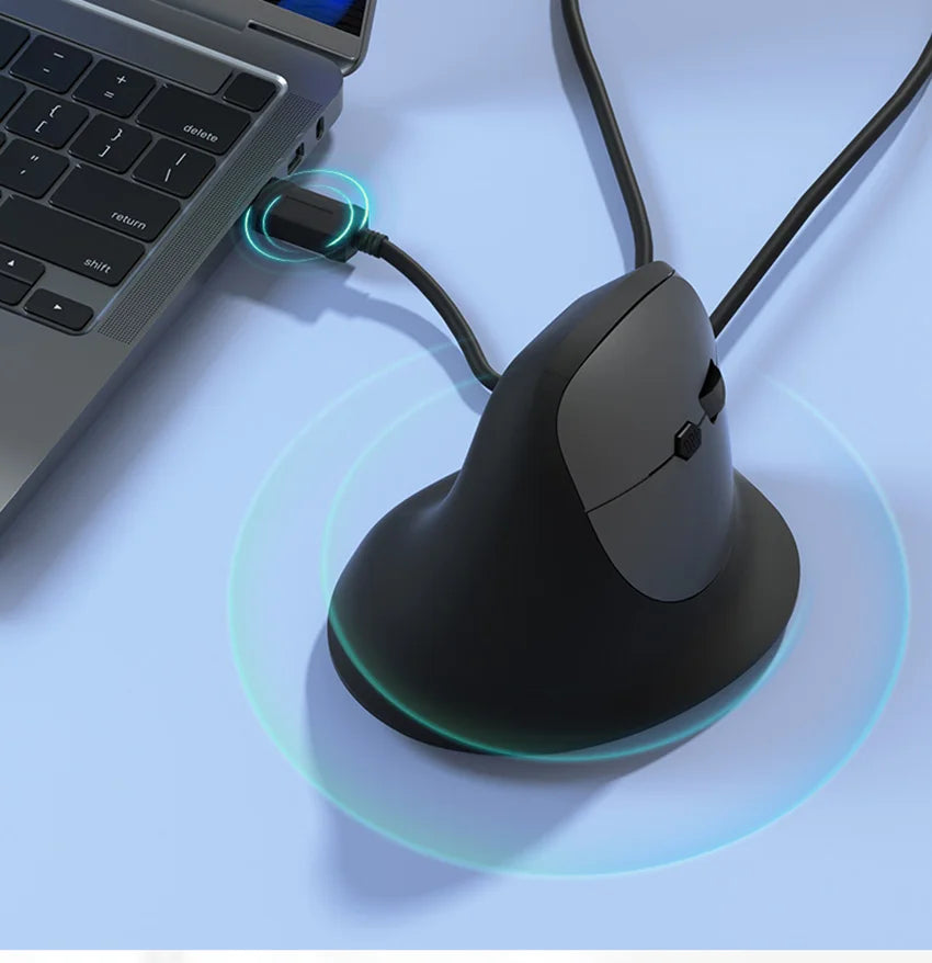 Wired Right Hand Vertical RGB Ergonomic Gaming Mouse, USB Optical Ergonomic Mouse with 3200 DPI, Vertical Wired Mouse for PC, Laptop & Computer