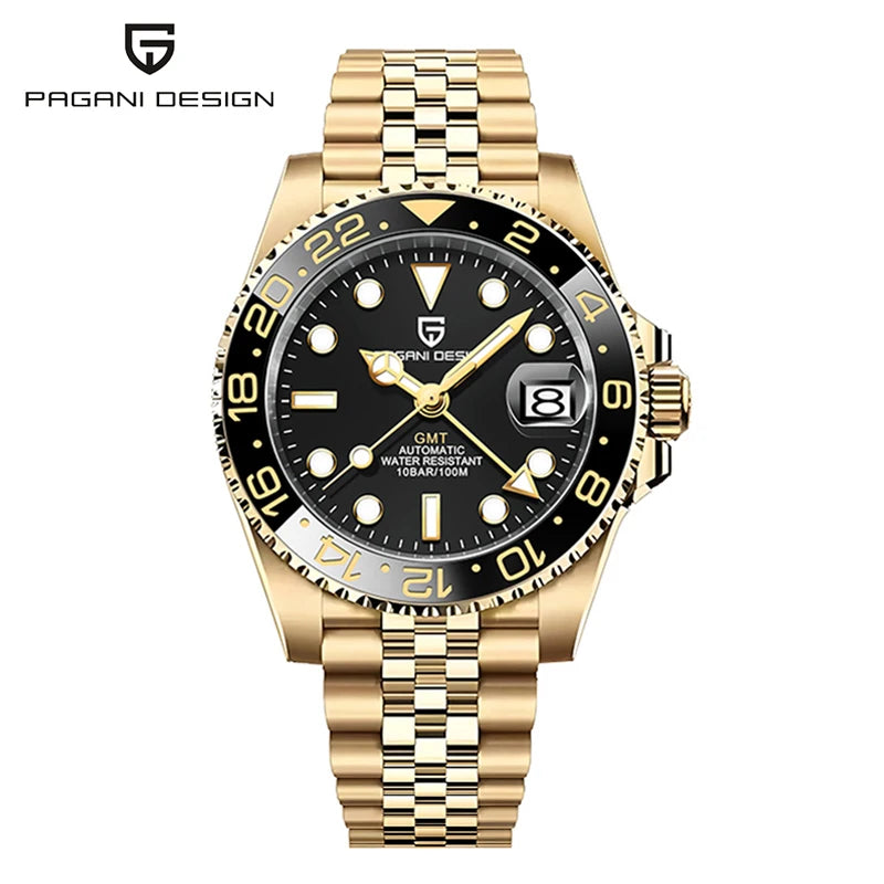 PAGANI DESIGN 40MM GMT Watches for Men Luxury Sapphire AR Mechanical Watch Ceramic Bezel Automatic 100M Waterproof Gift watch