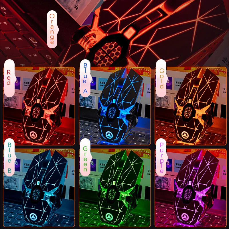 UTHAI A7 Rechargeable Wireless Bluetooth Mouse, Silent Ergonomic Wireless Mouse with RGB Light, 2.4GHz Gaming & Office Mouse