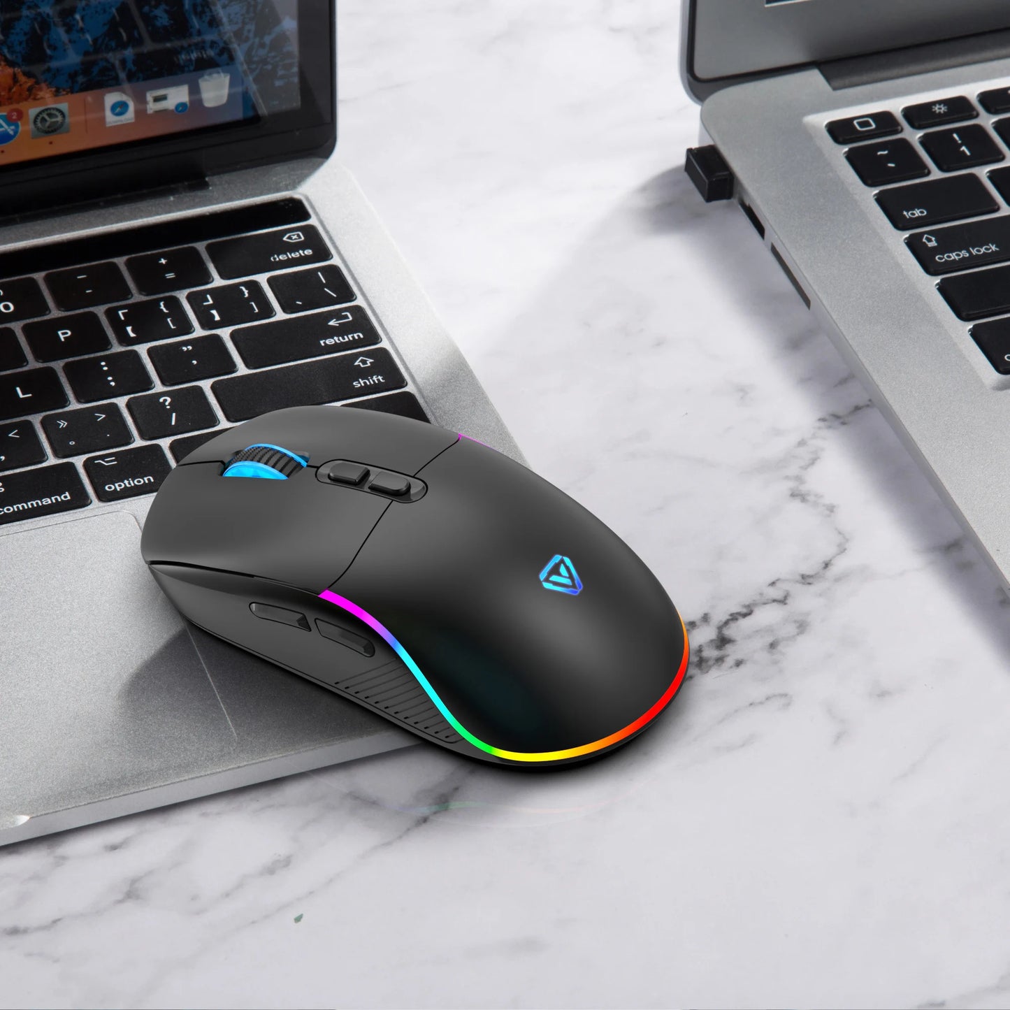 Tri-Mode Wireless Gaming Mouse with Bluetooth 2.4G & Wired Connection, 10000 DPI RGB Esports Mouse with 7 Buttons and Rechargeable Battery