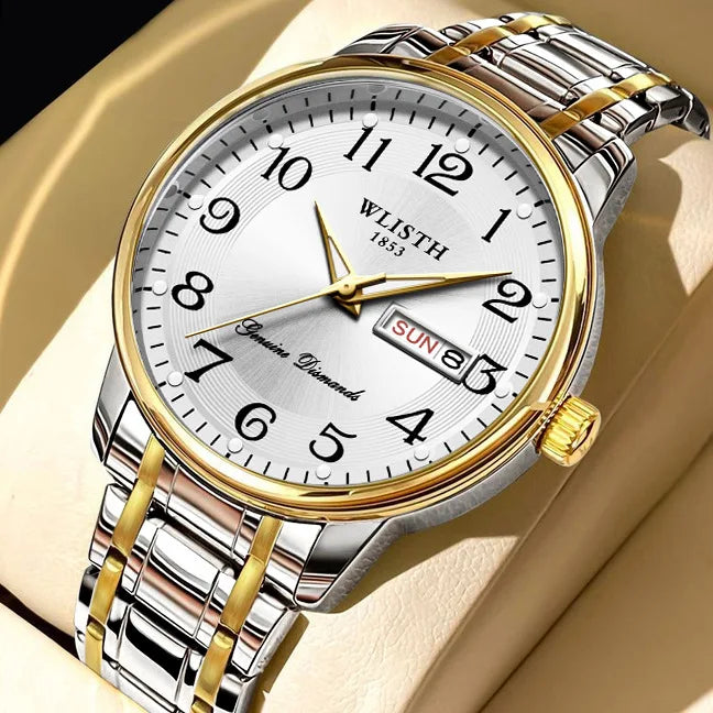 Luxury ladies’ watch, quartz watch, digital wristwatch, water-resistant, with calendar and backlight; fashionable and professional style, also suitable for men.