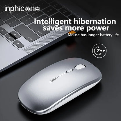 Inphic M1P Rechargeable 2.4G Wireless Mouse with Battery Level Display, Silent Portable Wireless Mouse, Ultra-Thin Rechargeable Mouse for Laptop, PC & Office
