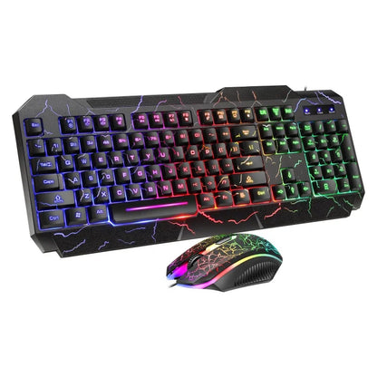 Kabelgebundenes Gaming-Tastatur-und-Maus-Set für Desktop-PCs mit mechanischem Tippgefühl und LED-Hintergrundbeleuchtung
