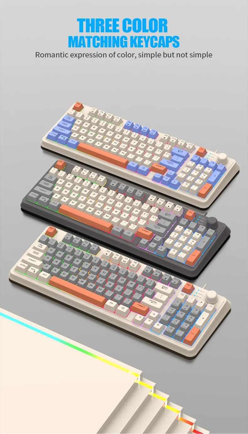 K81 Gaming Keyboard 81-Key 80% Wired RGB Gaming Keyboard with Volume Knob, Ergonomic USB Gaming Keyboard for PC, Laptop, Mac & Multi-Language Layouts