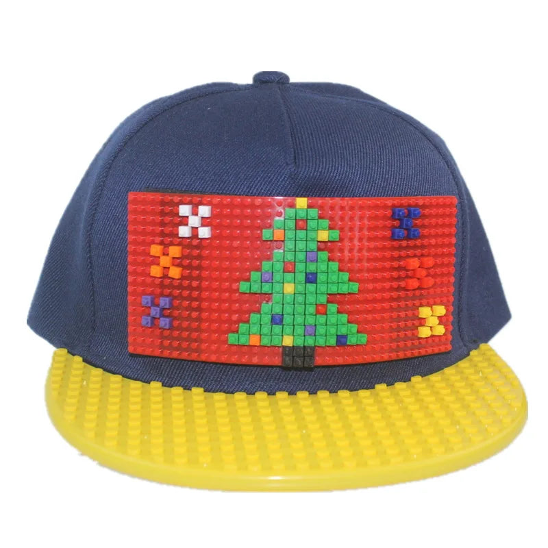 Tegneserie-patchwork-baseballkasketter, DIY-blokke, snapback-kasketter, hiphop-kasketter til mænd og kvinder, aftagelige pixel-kasketter, dad hats, kasketter til børn og voksne