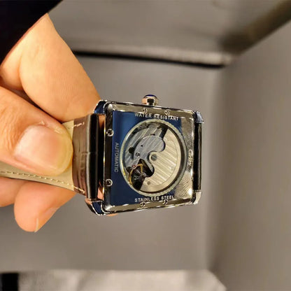 Luksusowy zegarek automatyczny dla mężczyzn – mechaniczny zegarek na rękę, elegancki model renomowanej marki, kwadratowa koperta ze stali nierdzewnej, wodoodporny – CARLTINY