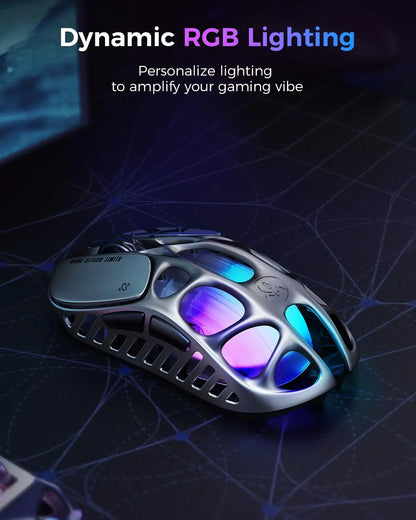 GravaStar Mercury X Ασύρματο Gaming Ποντίκι – Αισθητήρας PAW 3950 32,000 DPI, Ρυθμός Αναφοράς 1000Hz, Μόνο 49g, Κοίλο F από Κράμα Μαγνησίου