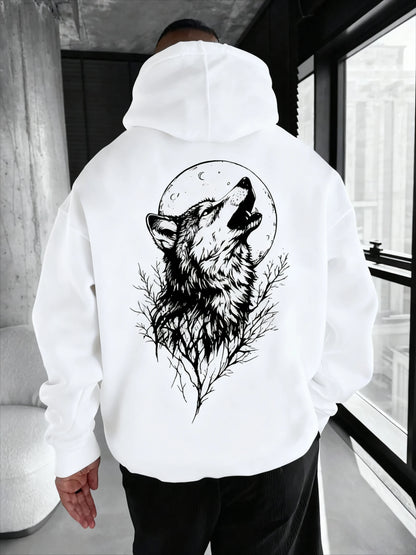 Herren-Kapuzenpullover mit Wolfsmuster-Print – bequemer, lässiger und modischer Hoodie für Herren