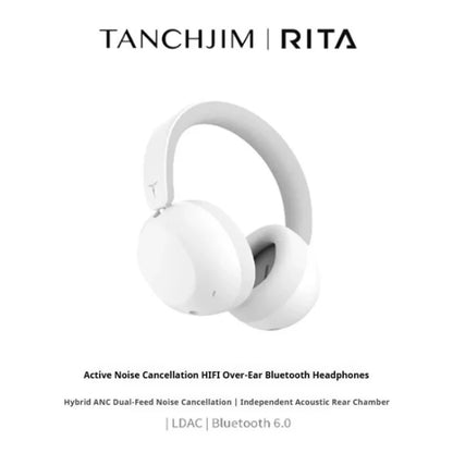 TANCHJIM RITA HiFi Bluetooth Headset Wireless & Wired ANC Headphones, Bluetooth 6.0 LDAC Over-Ear Headphones with 40mm Dynamic Driver, Gaming Headset with ENC & 3.5mm Audio Cable