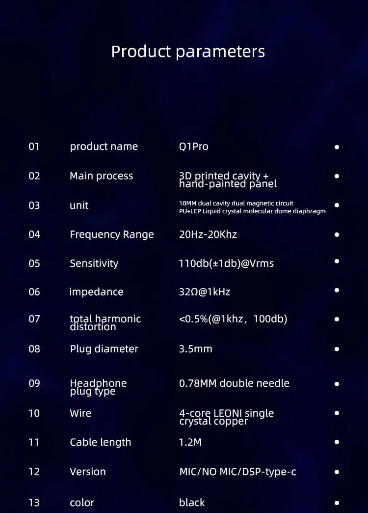 EPZ Q1 Pro Yunshuilan Earphones Wired HIFI Bass Earbuds IEM In Ear Gaming Headphones MIC Type C 0.78 2 Pin Detachable Cable