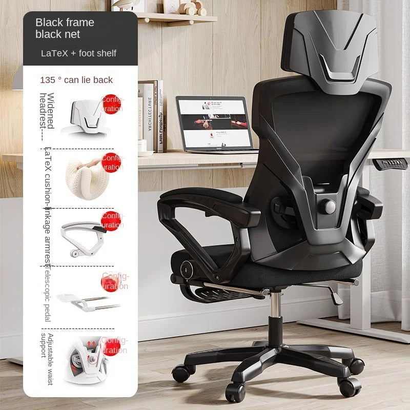 UVR Ergonomic Gaming Chair with Reclining Backrest, Breathable Mesh Office Chair, Adjustable Height Swivel Computer Chair for Work & Gaming