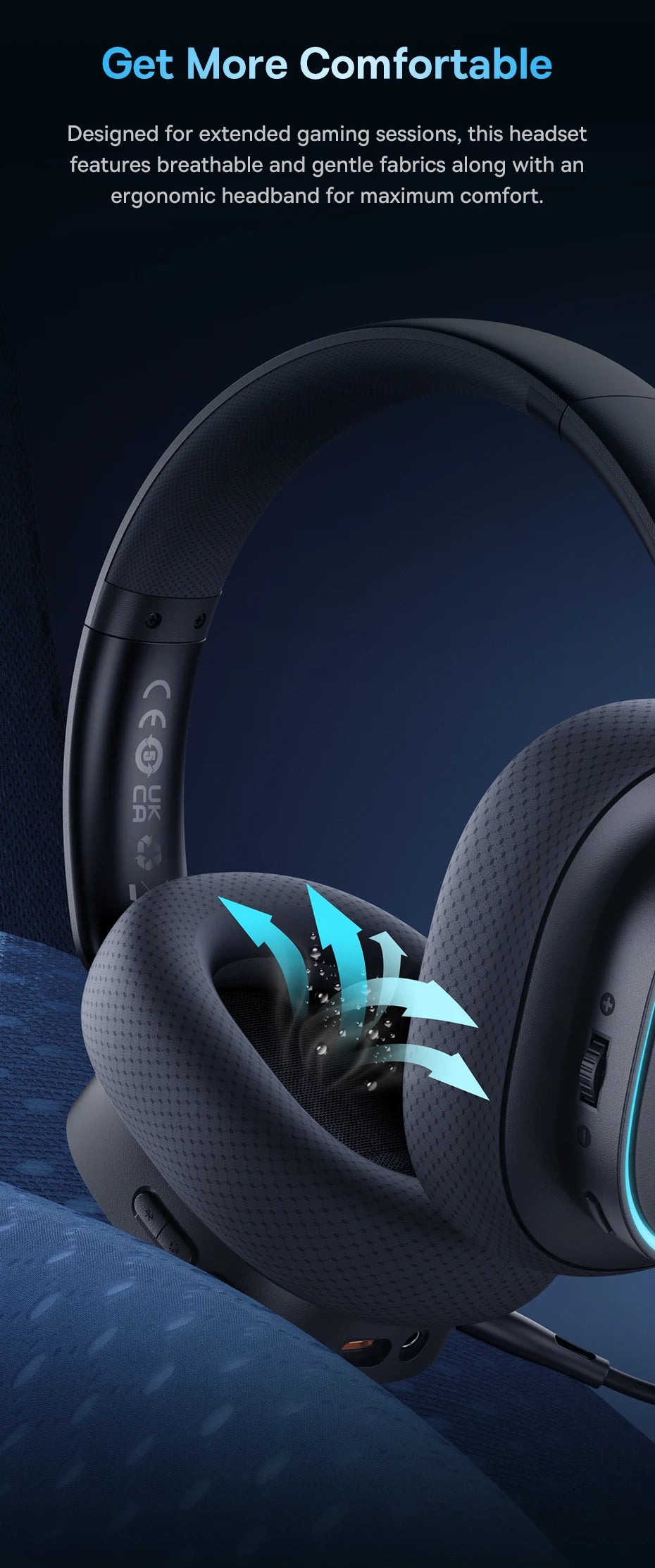 Baseus GH02 Gaming Wireless Headphones Bluetooth 5.3 Over-Ear Headset with Mic, 40mm Driver RGB Gaming Headphones, 2.4G Wireless Low Latency Headset