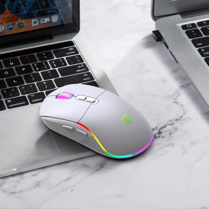 Tri-Mode Wireless Gaming Mouse with Bluetooth 2.4G & Wired Connection, 10000 DPI RGB Esports Mouse with 7 Buttons and Rechargeable Battery