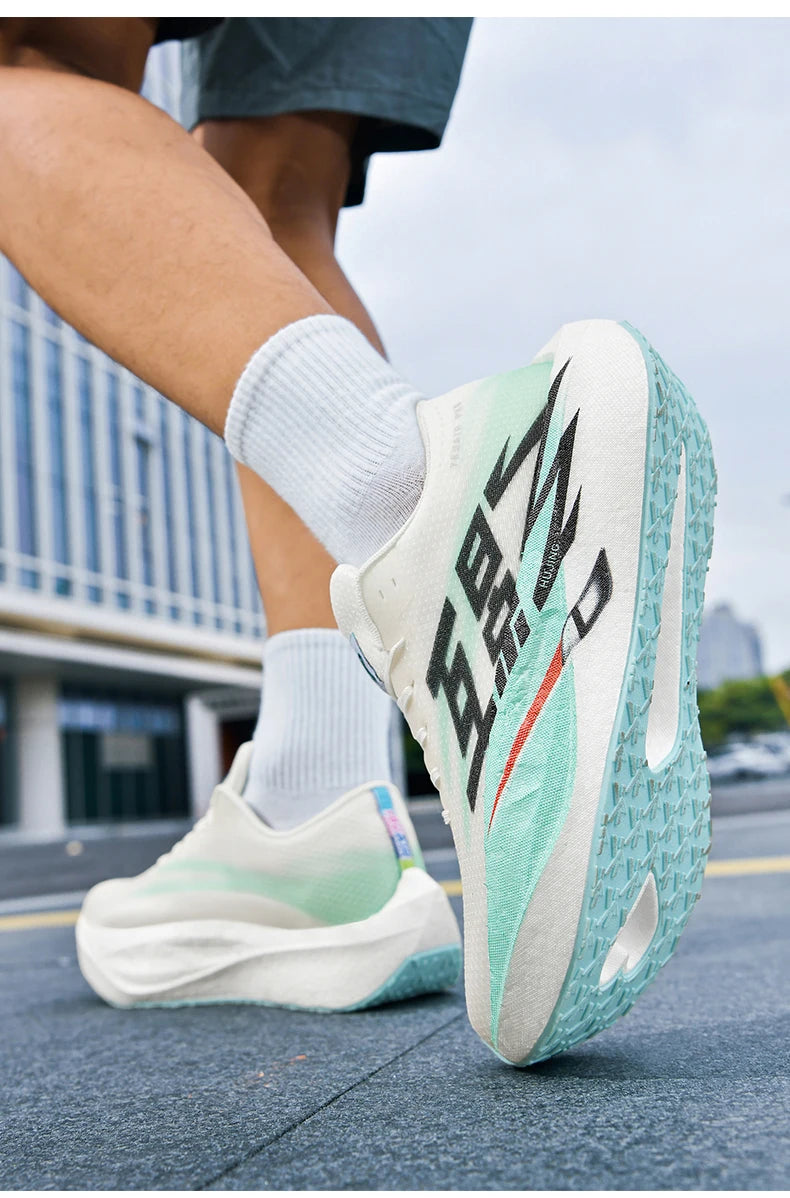 Chaussures de course pour homme, sportives, semelle en carbone, spécialisées, respirantes, légères, pour femme, confortables, athlétiques, antidérapantes, pour marathon