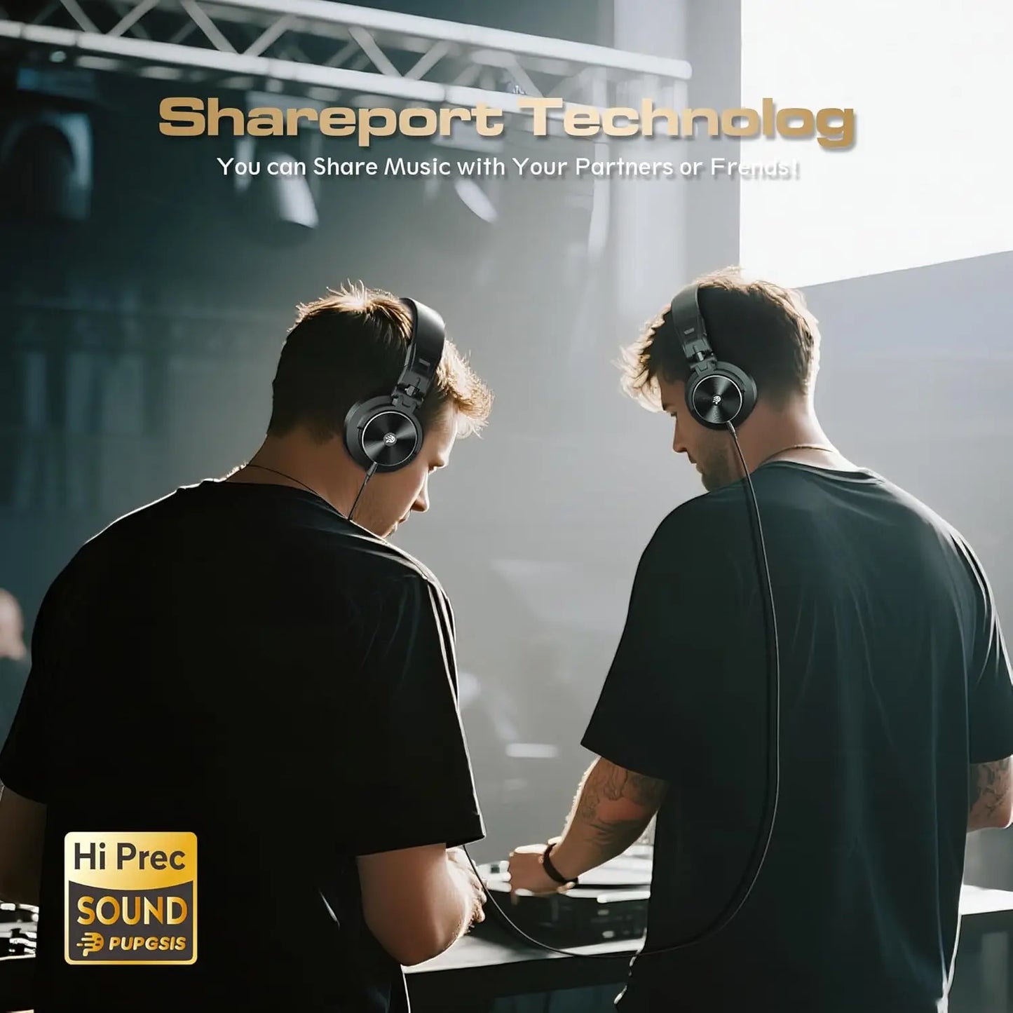 PUPGSIS Studio Headphones Professional DJ Wired Headphones 40kHz Hi-Res Stereo Recording Monitor Headset with 50mm Driver