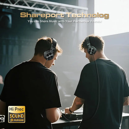 PUPGSIS Studio Headphones Professional DJ Wired Headphones 40kHz Hi-Res Stereo Recording Monitor Headset with 50mm Driver
