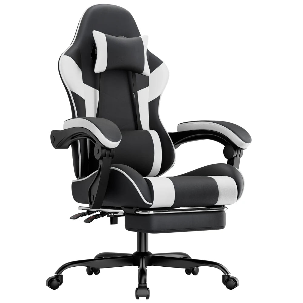 Ergonomic Gaming Chair with Lumbar Support, Comfortable PU Leather Computer Chair, Adjustable Office Gaming Chair with Breathable Design