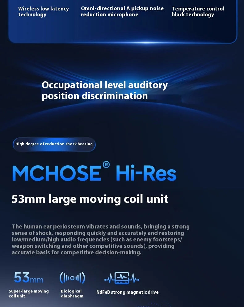 MCHOSE V9 Pro Wireless Gaming Headset – Bluetooth Noise Cancelling Headphones with Microphone, Low Latency Audio & Deep Dynamic Sound