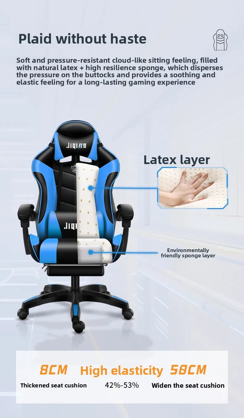 Kényelmes gamer szék, ergonomikus ülőmunka-barát játékszék, dönthető masszázsfunkcióval és forgatható kialakítással