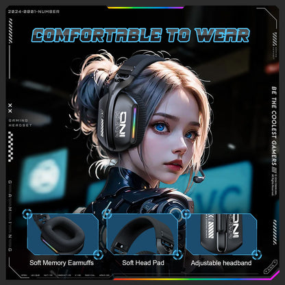Auriculares gaming inalámbricos Onikuma GT808 RGB – Bluetooth 5.3, 2.4GHz y 3.5mm con micrófono