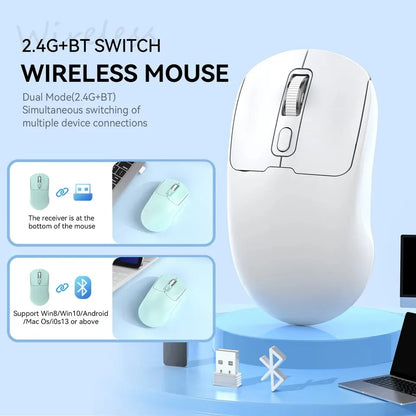 Ποντίκι Bluetooth 5.4 2.4G, ασύρματο ποντίκι διπλής λειτουργίας, αθόρυβο ποντίκι, επαναφορτιζόμενο gaming ποντίκι για PC, υπολογιστή, laptop και Macbook