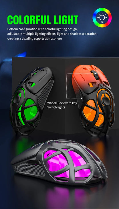 X10 Tri-Mode Gaming Mouse Wireless Bluetooth Gaming Mouse, 10000 DPI RGB Rechargeable Gaming Mouse, BT/2.4G/Wired Gaming Mouse for PC, Mac & Laptop