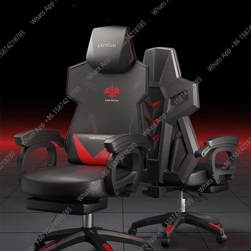 Ergonomic Office Chair with Back Support Design, Adjustable Height Gaming Chair, Reclining Swivel Computer Chair with Armrests & Footrest