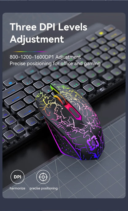 RGB Gaming Mouse Wireless Bluetooth 5.2 Mouse 1600DPI Ergonomic Silent 6 Button Rechargeable Mouse for PC MacBook Gaming & Office