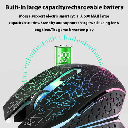 RGB Gaming Mouse Wireless Bluetooth 5.2 Mouse 1600DPI Ergonomic Silent 6 Button Rechargeable Mouse for PC MacBook Gaming & Office