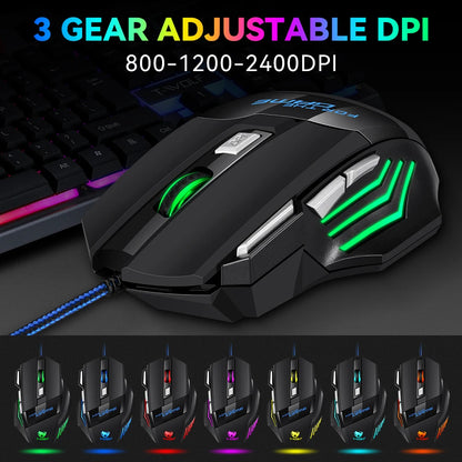 T-WOLF M1 Wired Gaming Mouse 7-Button RGB Backlit Ergonomic USB Gaming Mouse for PC Gamers with Adjustable DPI