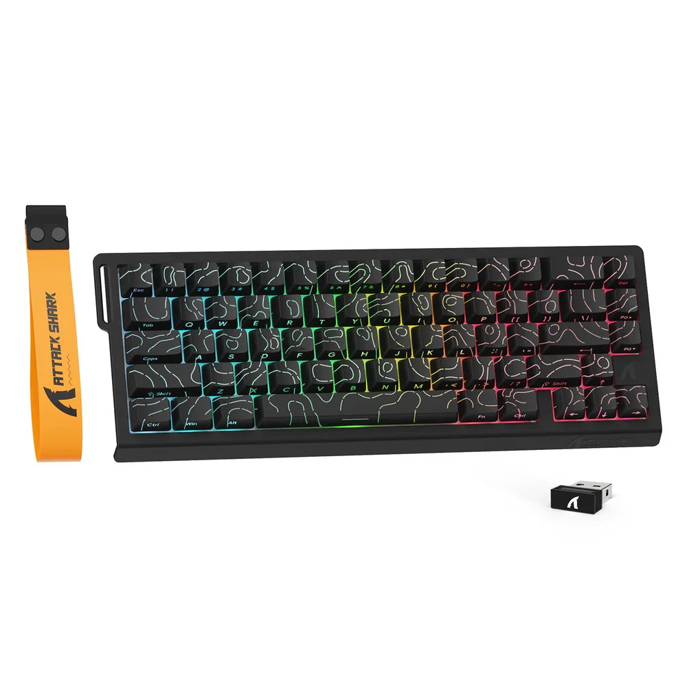 ATTACK SHARK X68PRO HE Wireless Rapid Trigger Gaming Keyboard, Magnetic Switch RGB Mechanical Keyboard, Tri-Mode Bluetooth/2.4GHz/Wired Hot-Swap Gaming Keyboard