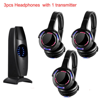Silent Disco Wireless Headphones with LED Rechargeable Battery RF System for Silent Parties,Clubs,Meeting,Concert