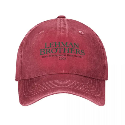Retro Lehman Brothers Risk Management Department 2008 Trucker Hat Unisex Distressed Washed Headwear Outdoor Running Golf Cap Hat