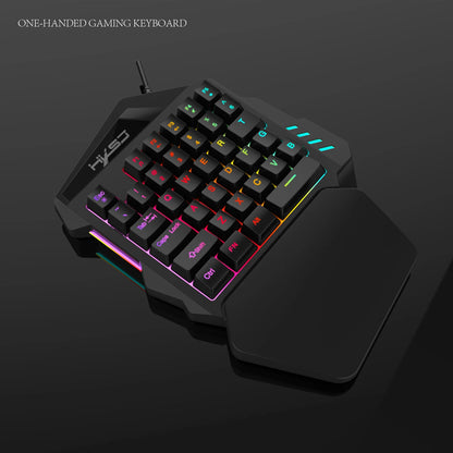 Ergonomic One-Handed Gaming Keyboard, 35-Key Compact Design, RGB Lighting, USB Powered, Thin Film Keys for Enhanced Gaming