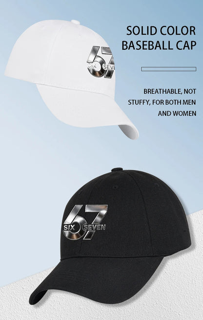 Metallic Number 67 "Six Seven" Print Baseball Cap Adjustable Unisex Streetwear Sun Hat