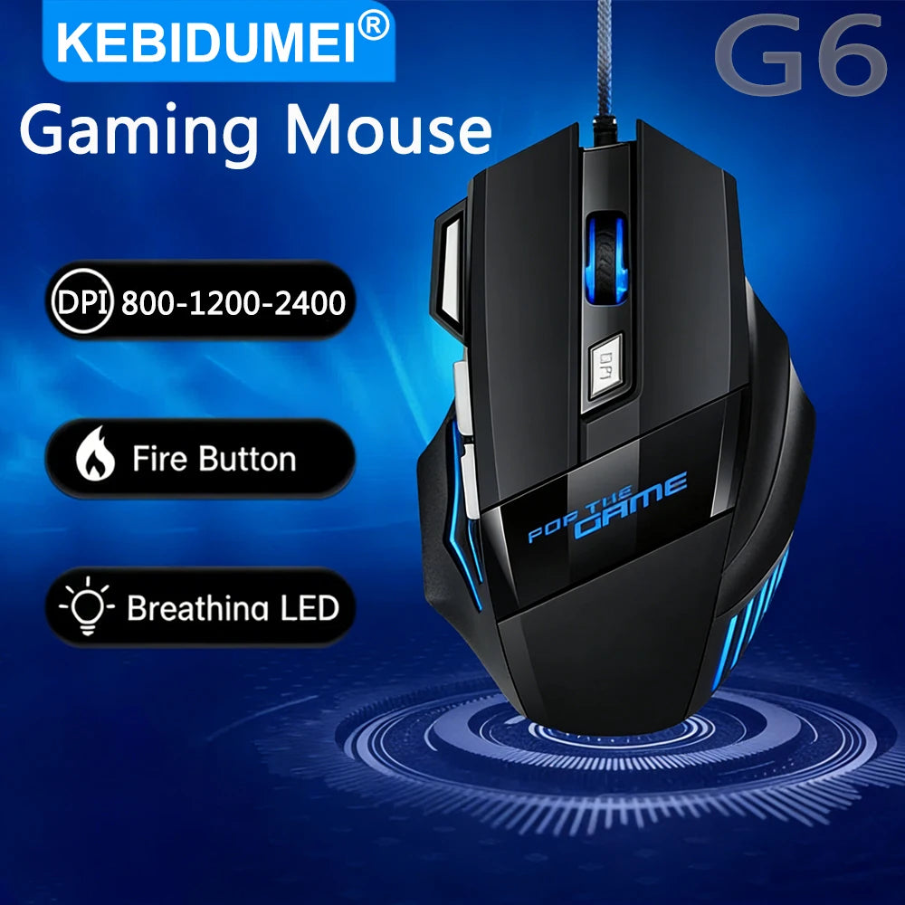 USB Wired Gaming Mouse RGB 2400 DPI Ergonomic Optical Mouse with 7 Buttons, RGB Backlit USB Wired Gaming Mouse for PC, Laptop & Office