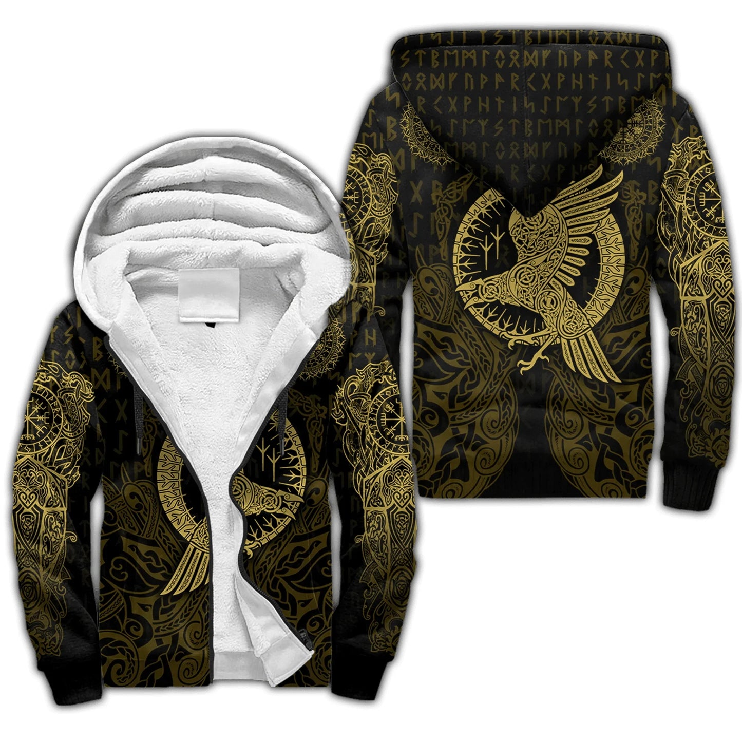Odin Raven Fenrir Wolf Tattoo 3D Printed Mens Winter Thicker Zip Hoodie Unisex Casual Hooded Tracksuit Warm Fleece Jacket KD18