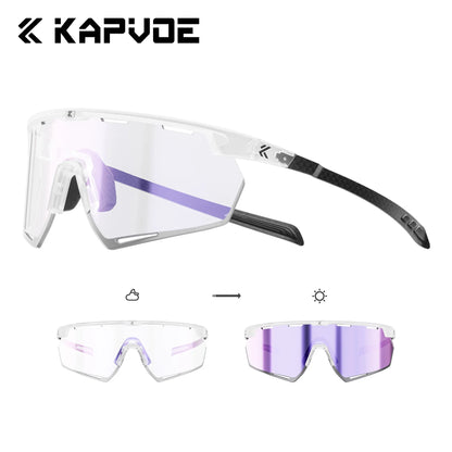 Kapvoe Real Carbon Fiber Cycling Glasses Sunglasses for Men Lightweight Photochromic UV400 MTB Bike Bicycle Sports Eyewear