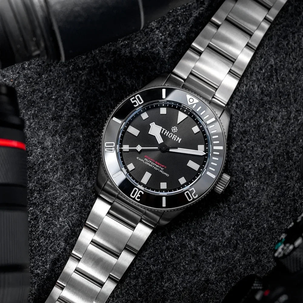 THORN 39mm Titanium Watch Men Homage Vintage PT5000 Movement Automatic Sapphire Crystal C3 Super Luminous 200M Waterproof Watch