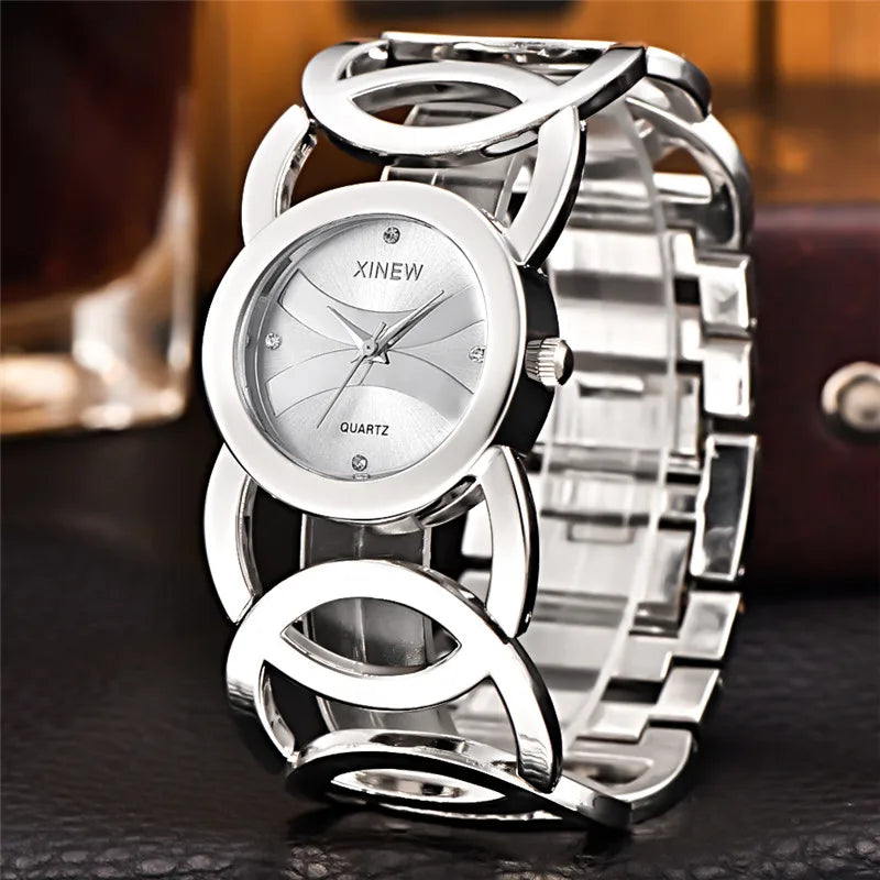 Luxury Brand Lady Gold Watches Full Stainless Steel Magic Women Bracelet Zegarki Damskie Znanych Marek Montre Vintage Femme 2024
