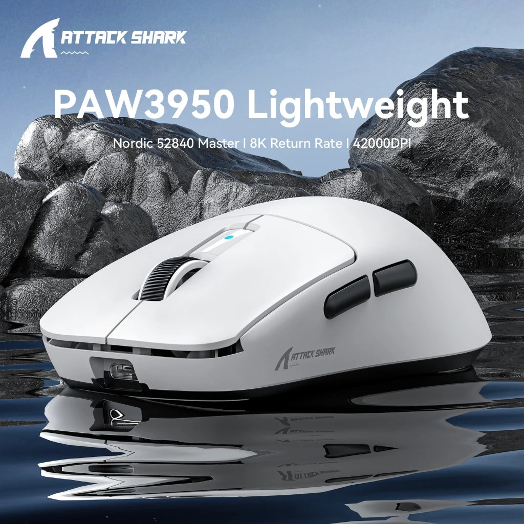 Attack Shark R6 Gaming Mouse Ultra-Light Wireless 8K, Tri-Mode PAW3950 24000 DPI Gaming Mouse with Bluetooth & Wired Connectivity