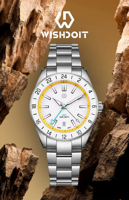 WSD9025 New man's Automatic Watch Quartz Swiss Movement BGW9 Luminous Bezel 4-Pin GMT 150 Meters Waterproof Diving