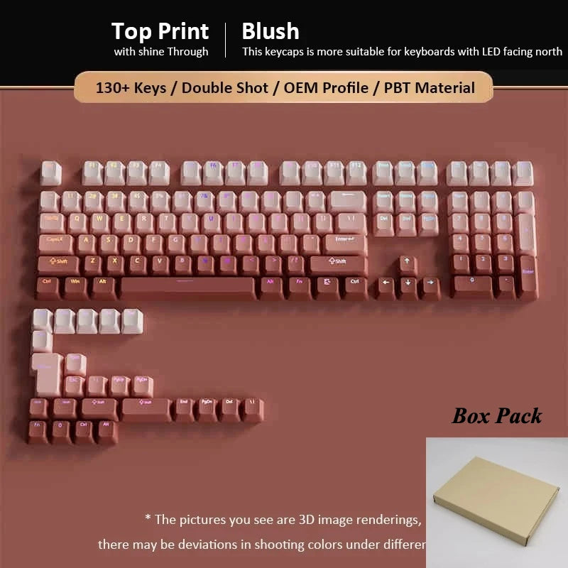 133+ Tasten OEM-Profil Gradient-Keycaps für mechanische Gaming-Tastatur mit Cherry MX Switch, PBT, hintergrundbeleuchtet, RGB-Keycap, ISO-Layout Keycaps