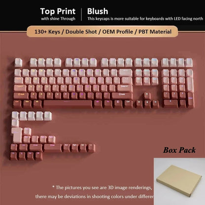 133+ Tasten OEM-Profil Gradient-Keycaps für mechanische Gaming-Tastatur mit Cherry MX Switch, PBT, hintergrundbeleuchtet, RGB-Keycap, ISO-Layout Keycaps
