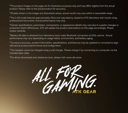ATK N9 Pro Ultra Wireless Gaming Headset with Mic, 7.1 Surround Sound Low Latency Headphones, Noise Reduction Bluetooth Headset for E-Sports Gaming