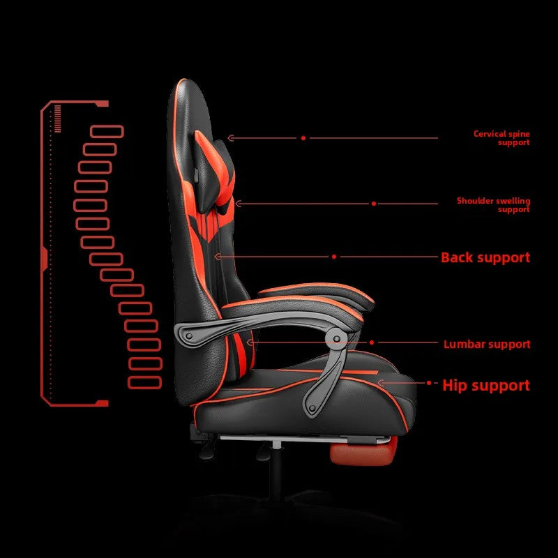 Ergonominen gaming-tuoli tietokonepöydälle, kallistettava kotitoimiston pelituoli selkätuella pitkiin pelisessioihin