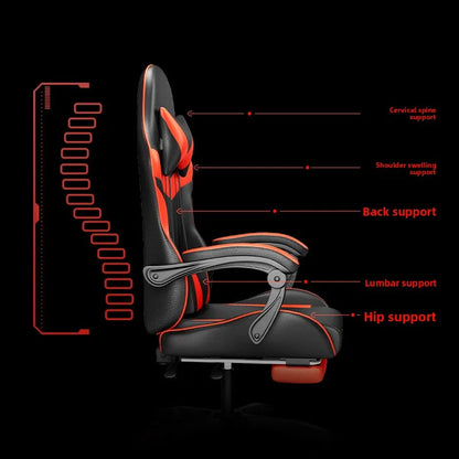 Ergonominen gaming-tuoli tietokonepöydälle, kallistettava kotitoimiston pelituoli selkätuella pitkiin pelisessioihin