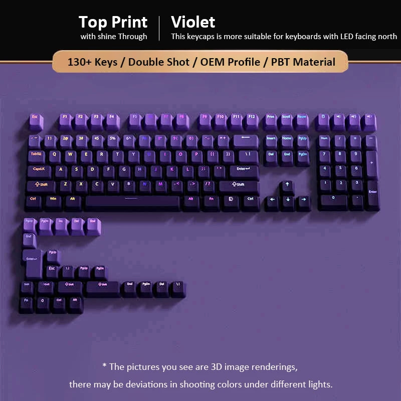 133+ Tasten OEM-Profil Gradient-Keycaps für mechanische Gaming-Tastatur mit Cherry MX Switch, PBT, hintergrundbeleuchtet, RGB-Keycap, ISO-Layout Keycaps