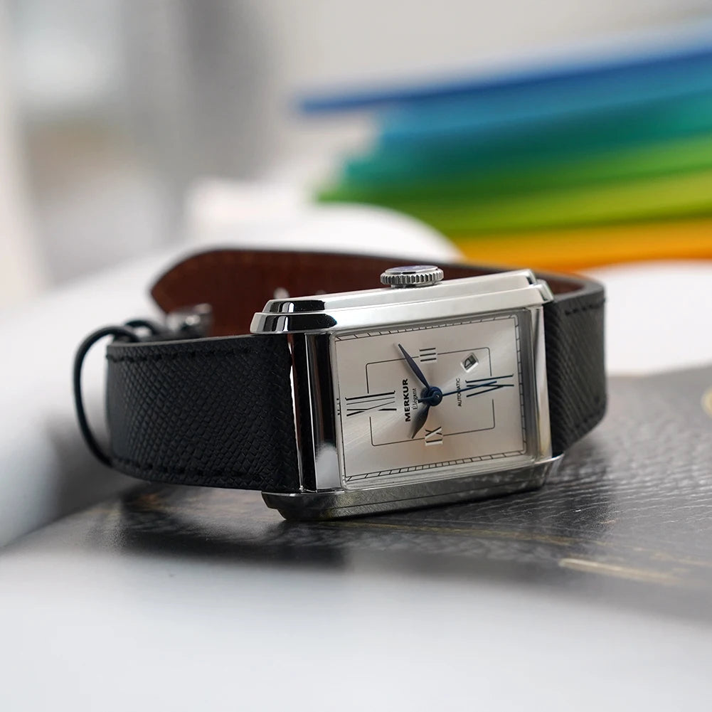 New MERKUR NH05 Rectangle Retro Casual Watch for Men Business Series Automatic Chorded Watch Relogio Sapphire White Watch